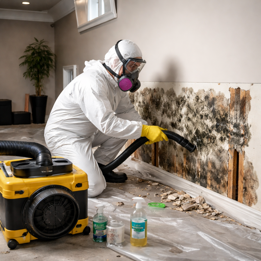 Mold removal in basement cleanup