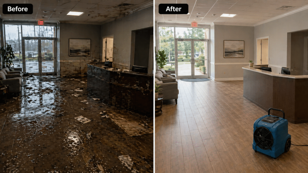 Hurricane flood damage cleanup