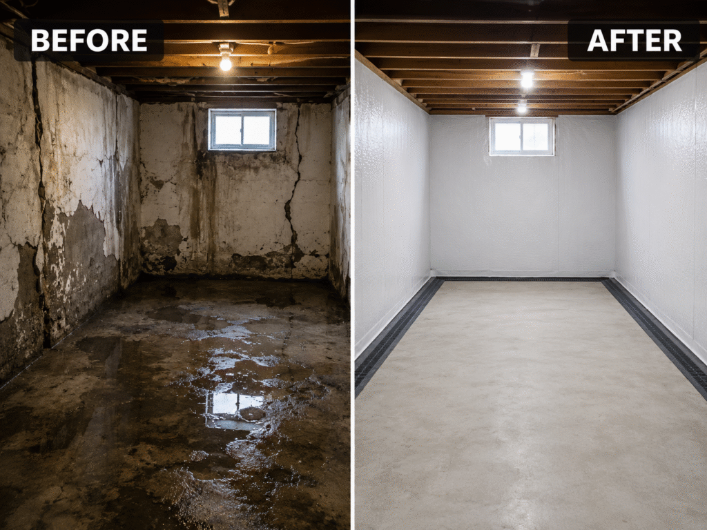 Emergency basement waterproofing services